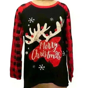 Kids Unisex Joyin Merry Christmas Buffalo Sleeves Holiday Top New Size XL